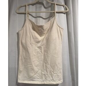 Oscar de la Renta Womens Cream Cotton Blend Camisole Shelf Bra Large L